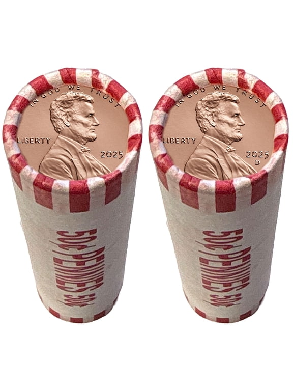 Collectible 2025 Final Issue Penny, 2 Rolls BU Philadelphia & Denver Mints, Last U.S. Mint One Cent