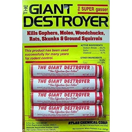 Giant Destroyer Smoke Bombs 12 Pack (48 Sticks) Kills Moles Gophers Skunks Rats (Best Way To Smoke A Squirrel)