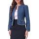 thumbnail image 4 of BLAZER CORTO DE OFICINA ABIERTO DE TWEED A CUADROS PARA MUJERES CHIC INSPIRE S AZUL, 4 of 6