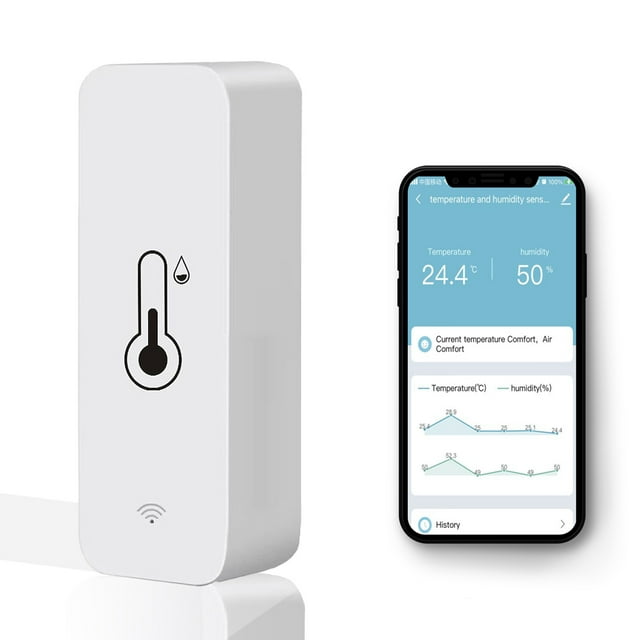 Mistaha Thermomètre Intelligent WiFi avec Alertes Haute/basse Température, Contrôle Vocal, Interrupteur Celsius/Fahrenheit, Application de Surveillance à Distance - Idéal pour Maisons Intelligentes, Bureaux, et Plus