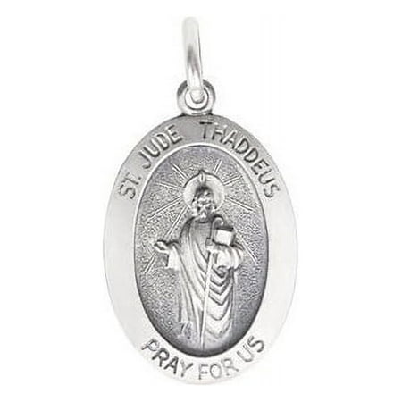 Saint Jude Religious Medal - Solid 14k White Gold, 2/3" (15mm)