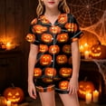thumbnail image 2 of Leey-World Toddler Girl Halloween Pajamas Girls Halloween Button Down sleepwear Short Sleeve With Shorts 2PCS pajama Sets Casual Lapel loungewear, 2 of 5
