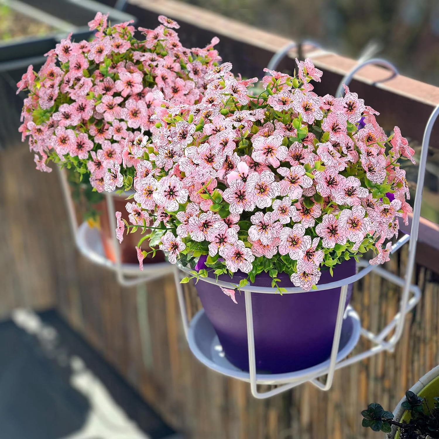 Artificial Flowers for Outdoors, 12 Bundles Artificial Plants & Flowers Outdoor, UV Resistant Faux Flowers Outdoor Fake Flowers for Outside Porch Window Box Decoration