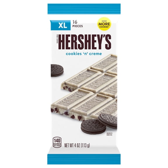Pack of 4 Hershey's Cookies 'n' Creme XL Candy Bar, 16 Pc - 4 oz - Package may vary