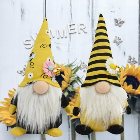 

JPGIF Home Decor 2 PCS Bumble Bee Striped Scandinavian Tomte Nisse Swedish Honey Bee Elfs