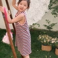 thumbnail image 4 of JDQJBZ Robe Sans Manches pour Filles Style Débardeur à Imprimé Rayé Tenue Décontractée d'Été, 4 of 5