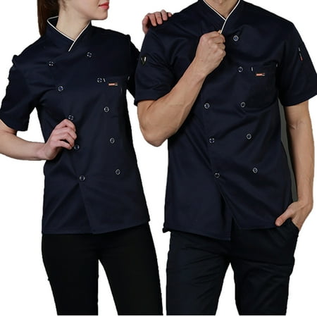 

DTOWER Cotton Chef Uniform Summer Short Sleeve Shirts for Men Chef Jacket Apron Buttons Sweat Bands For Grill Restaurant Bar Shop Cafes