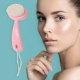 thumbnail image 2 of 1 Pc Soft ABS Cleansing Brush with Flat Hair Curved Handle Pink White 4.65"x2.09", 2 of 4