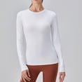 thumbnail image 5 of HUKOEMPN T Shirts for Women Long Sleeve Undershirts Tops Round Neck Slim Fit Baselayer Soft Thermal Underwear Light Thermal Long Sleeve Women White, 5 of 7