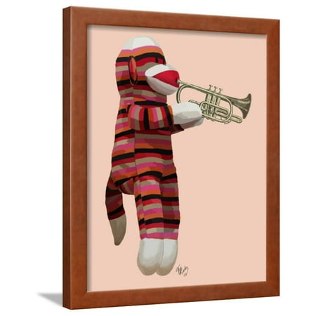 Sock Monkey Playing Trumpet Framed Print Wall Art By Fab