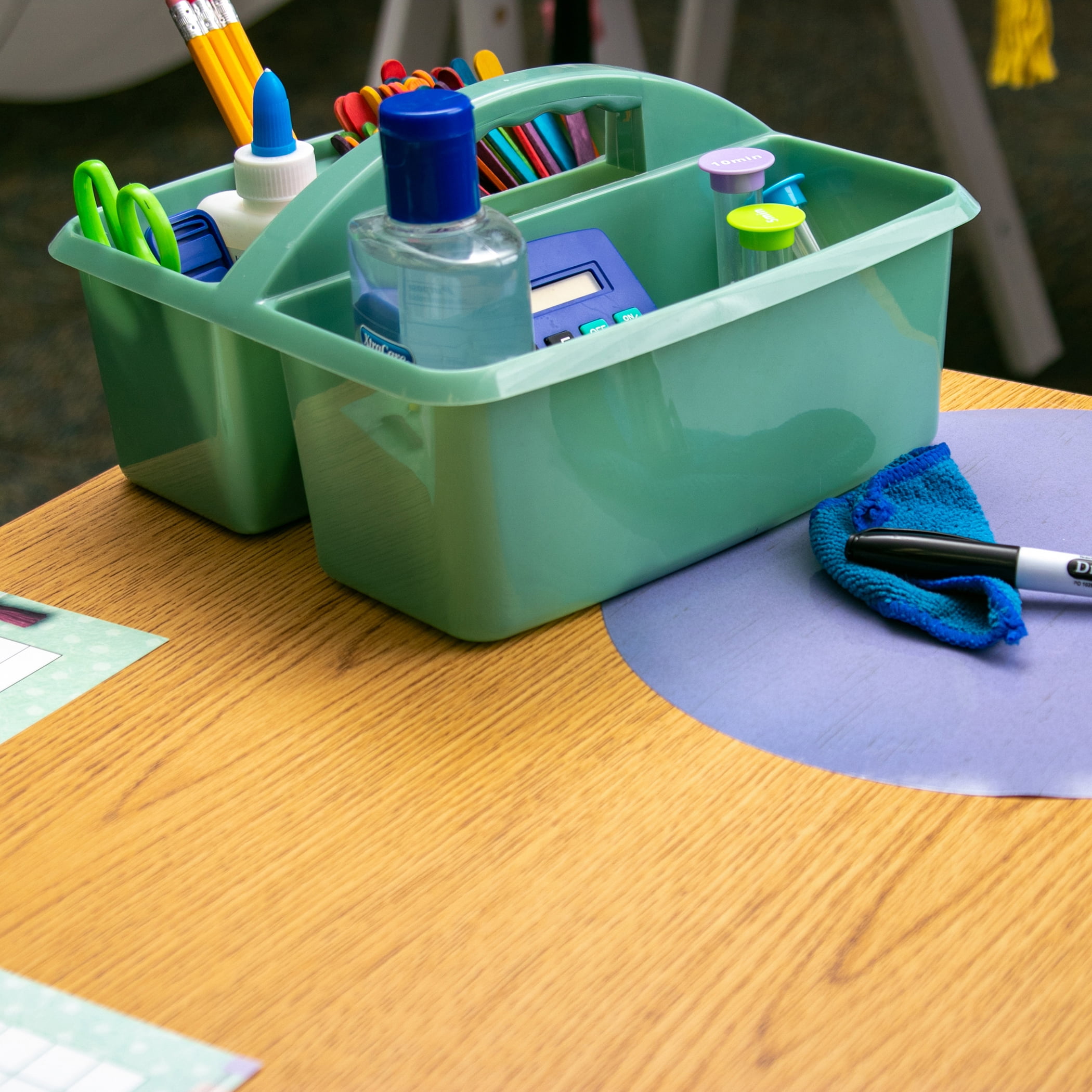 Teacher Created Resources Eucalyptus Green Plastic Storage Caddy, Pack of 6