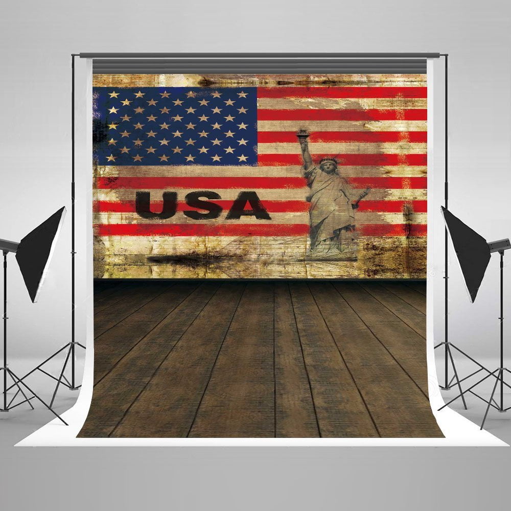 GoEoo 5X7ft Polyester Backdrop The Statue of Liberty in New York American Flag Photography Background LYGE590