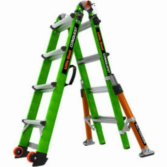 Little Giant Ladders B3145100 Conquest All Terrain Articulated Extendable Ladder - Fiberglass - 4 ft. Type IA - Green - 300 lbs