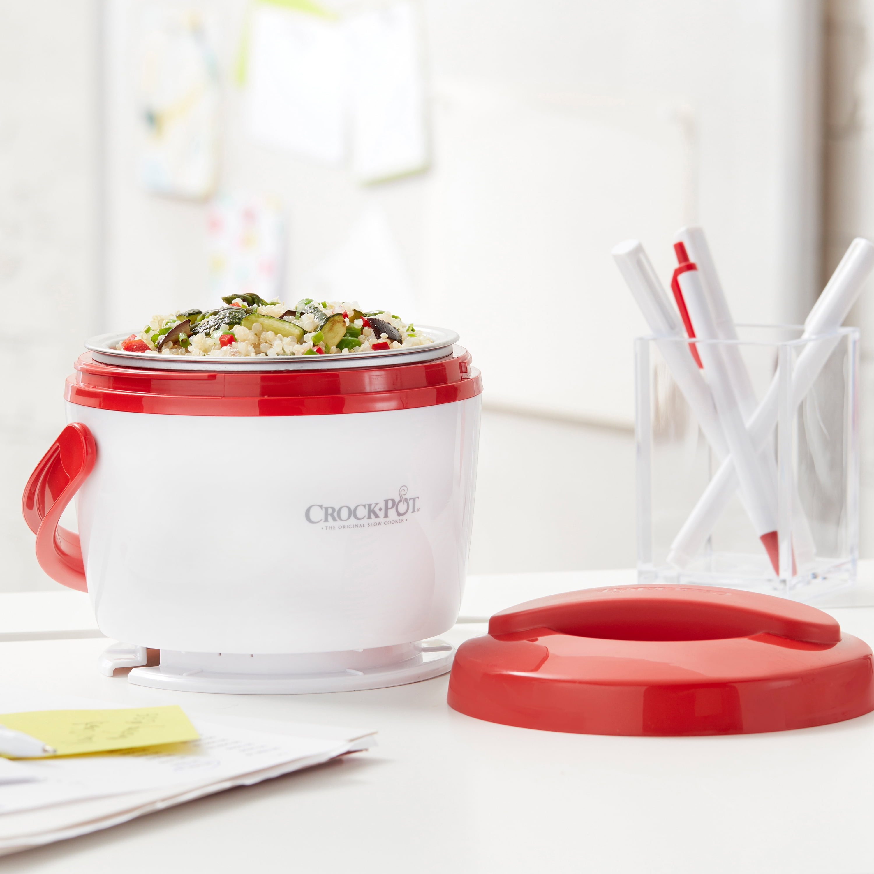 Crock-Pot Electric Lunch Box, Portable Food Warmer for On-the-Go, 20-Ounce,  Grey/Lime