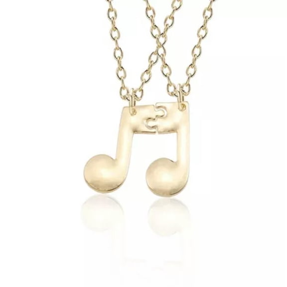 HOOUN Silver Gold Broken Heart Best Friend Music Note 2 Pcs Friendship Necklace Gift-Gold