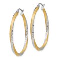 thumbnail image 2 of 14k & Rhodium Diamond-cut 2.5mm Twisted Hoop Earrings TC436, 2 of 4