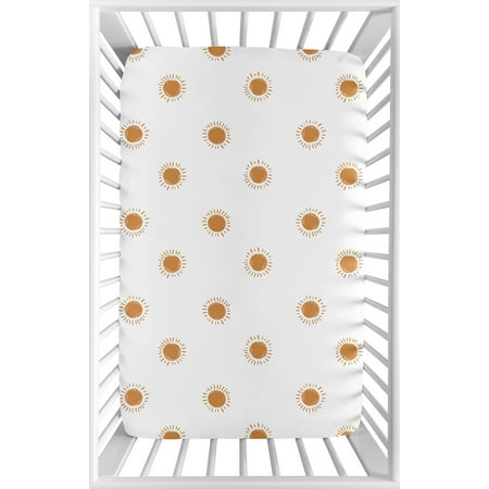 UPC: 0846480095583 | Boho Sun White and Pumpkin Mini Fitted Crib Sheet by Sweet Jojo Designs