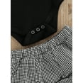 thumbnail image 6 of Baby Girl Summer Rompers Set Solid Color Sleeveless Jumpsuit and Casual Ruffled Plaid Shorts Outfit, 6 of 8