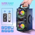 thumbnail image 3 of Altavoz Bluetooth, 40W(60W Pico) con subwoofer, estéreo inalámbrico, bajo rico, luces LED, soporta FM, control remoto, AUX, EQ, 3 of 3