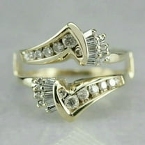 Aishvi Jewels 1.50Ct Round Cut Lab Created Diamond Enhancer Ring Guard Wrap Band 14K Yellow Gold Plated