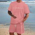 thumbnail image 2 of Xmyrz Shorts Set For Men Outfits Set Large Size Holiday Trendy Fresh Short Sleeve Print Suitable Regular Style Letter Clothing Suits, 2 of 5