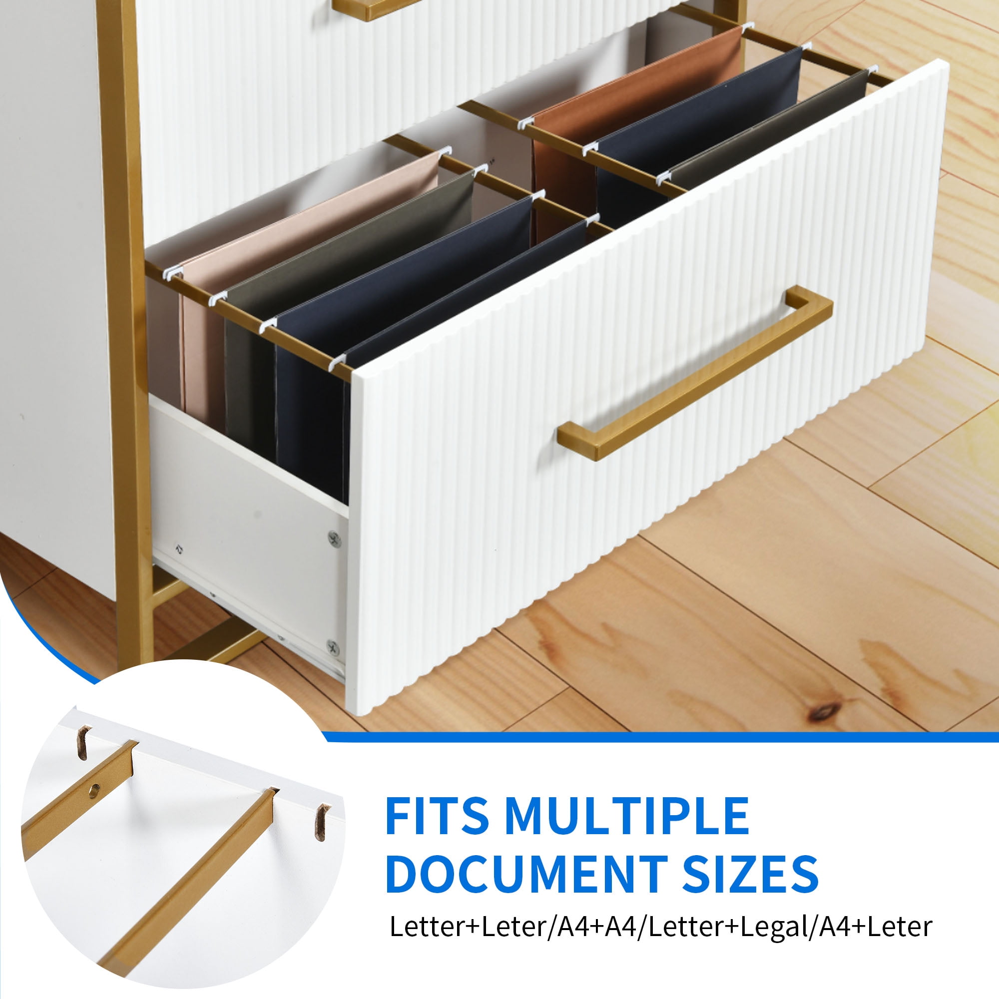 Dextrus 3 Drawer File Cabinet, Dressers & Chests for Bedroom, Large Lateral Filing Cabinet for Home Office, White