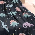 thumbnail image 3 of Black Dinosaurs Stars Pterosaurs Pattern Blanket,Comfortable Soft Lamb Wool Throw Blanket,All Season,Warm Lightweight Blankets for Sofa Bed Couch Living Room Chair,30"x40", 3 of 4