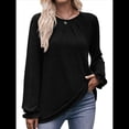 thumbnail image 1 of Camisas de Larga para Mujer, Moda Otoño 2025, Blusas Elegantes e Informales, Blusas Tipo Túnica Plisadas con Cuello Redondo. Negro M, 1 of 10