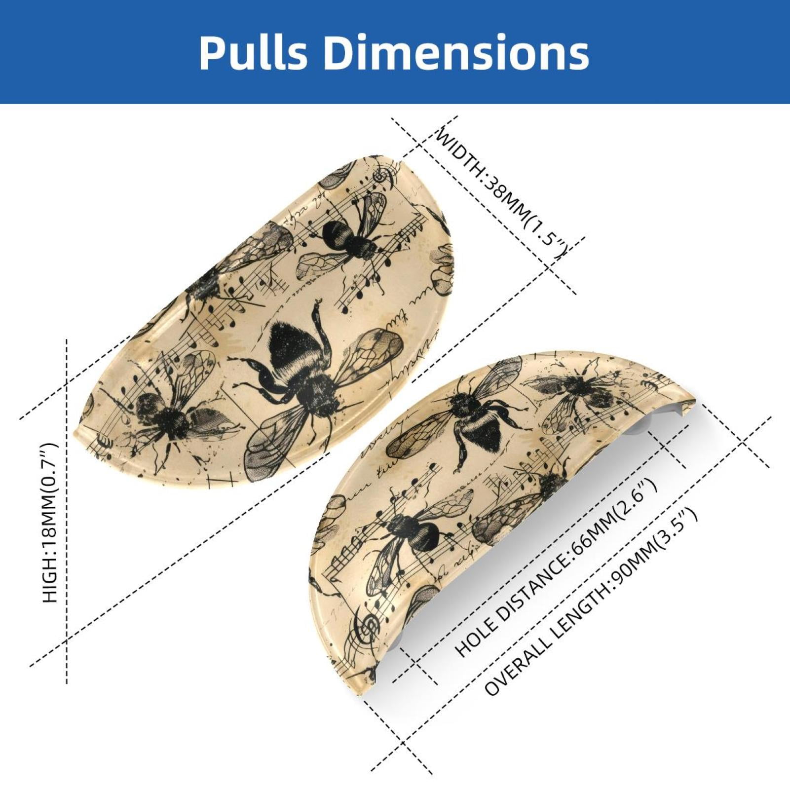 PhooArto 6 Pcs Cup Drawer Pulls, Bees Vintage Music Notes Pattern Shell Shape Handles Cabinet Knobs for Dresser Cupboard Closet Wardrobe with Screws
