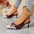 thumbnail image 4 of Miluxas Womens Bow Slingback Heels Low Kitten Heel Pumps Closed Pointed Toe Party Wedding Dress Shoes Wine 9(42), 4 of 9