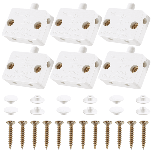6Pcs Door Led Switch for Closet Light,Normally Closed Cabinet Electrical Lamp Switches,for Pantry White