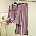 thumbnail image 4 of Fdfklak-Pijama holgado de talla grande L XL XXL, ropa de dormir informal para el hogar, traje de pantalones de manga larga, 2 piezas, Primavera, nuevo, 4 of 4