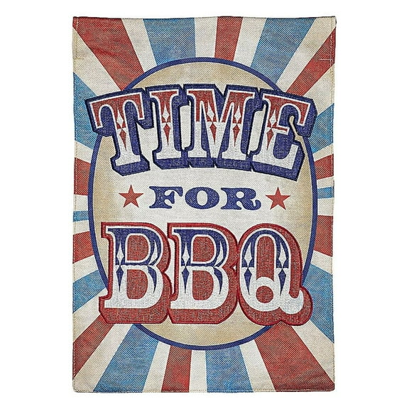 Time for BBQ Garden Burlap Flag