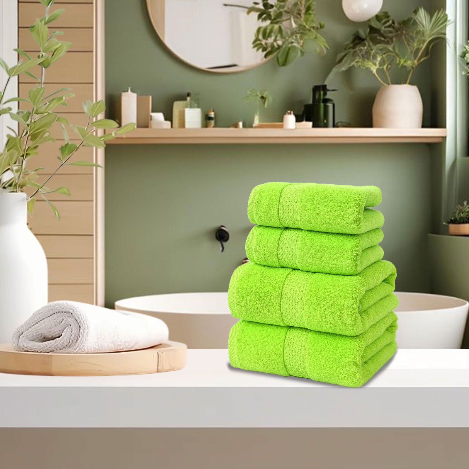Hvmvliv Cotton Bath Towels Cotton Plain Gift Set Towel Multicolor Soft Absorbent Household Bath Towel Towel Green