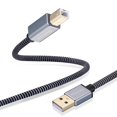 thumbnail image 1 of WQLPP-Câble d'Imprimante 10 Pieds, USB 2.0 Type A Mâle à B Mâle Câbles Tressés Cordon de Scanner Haute Vitesse Câble d'Imprimante USB Compatible avec HP, Canon, Dell, Epson, Lexmark, Xerox, Samsung et Plus, 1 of 4