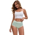 thumbnail image 4 of DARING DIVA Women's High Waisted Lace Trim Briefs Full Coverage Panties L Dark Green, 4 of 6