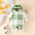 thumbnail image 2 of Xijirk Boys Girls Long Sleeve Plaid Hooded Romper Jumpsuit,Baby One-piece Pajamas-Green-12-18 Months, 2 of 6