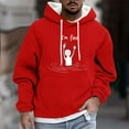 thumbnail image 2 of Riecok Mens Hoodies Pullover Drawstring Solid Color Long Sleeve Tops with Pocket Comfortable Hooded Coat Red XL, 2 of 5