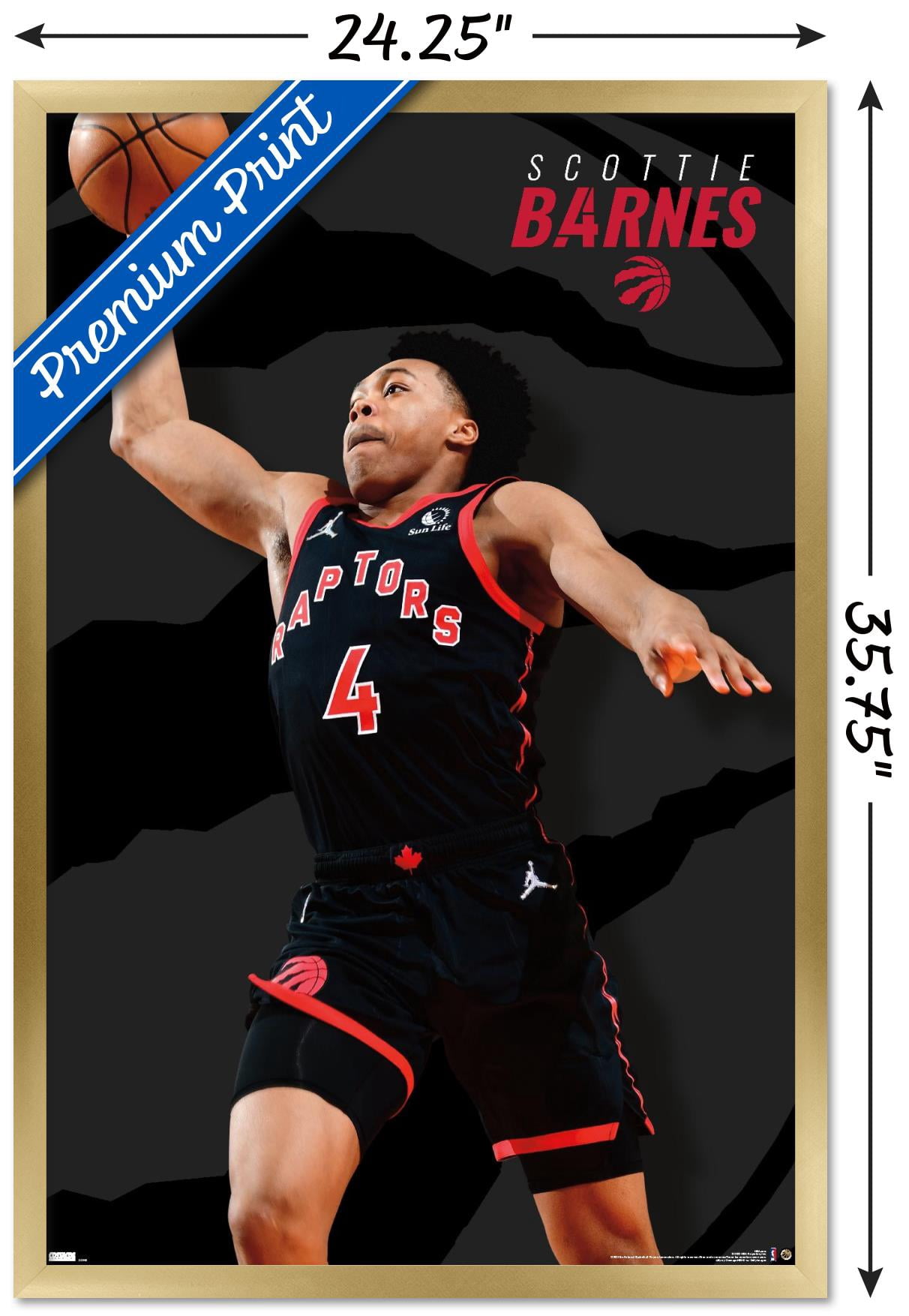 NBA Toronto Raptors - Scottie Barnes 22 Wall Poster, 22.375" x 34" Framed