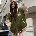 thumbnail image 4 of Uniforme de béisbol bordado con capucha para mujer, chaqueta con capucha informal de terciopelo, Retro, americana, pareja de estudiantes, invierno, 2023, 4 of 4