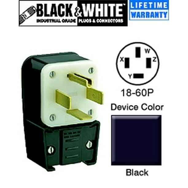 Leviton 62 P Plug Angle 18 60p 60 Amp 1 8 Volt 3 Phase Y Industrial Power Black Walmart Com Walmart Com