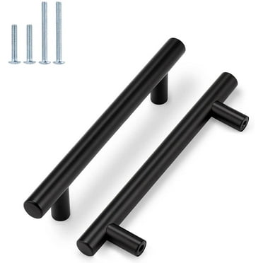 Zoizocp (5 Pack)5 Inch Hole Centers Flat Black Modern Cabinet Hardware Cupboard Pull Kitchen Cabinet T Bar Handle Dresser Pulls Stainless Steel Cabinet Hardware, 7-1/2 Total Length