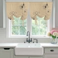 thumbnail image 4 of Black Khaki Tie Up Curtains 45 Inches Long, Kitchen Window Curtains Over Sink, Spring Flora Small Window Curtains Shade Balloon Curtains Valances for Bedroom/Cafe 34"x45", 4 of 8