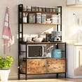 thumbnail image 3 of NAIYUFA 5-Tier Kitchen Bakers Rack with Cabinet, Oven Stand Microwave Rack,Wood Shelf with Hooks,Brown, 3 of 10