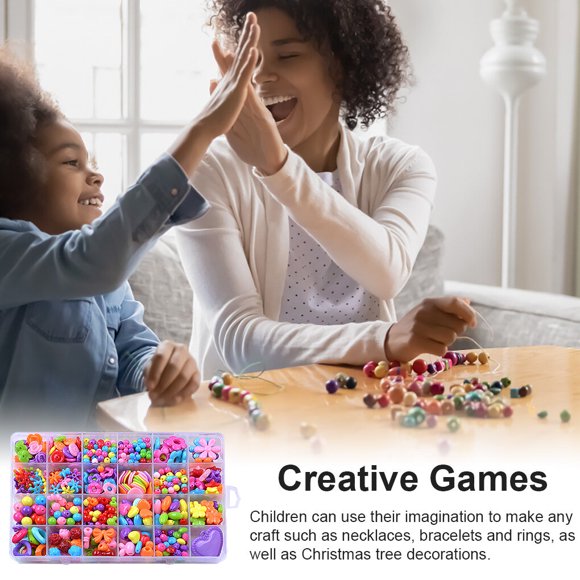 Little Girls Toddlers DIY Jewelry Beads Toys Lacing Preschool Party Kit Necklace Bracelet Ring Beading Playset Children Art Craft Toy Gadgets Type 2