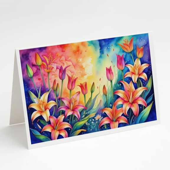 Lilies in Color Greeting Cards and Envelopes Pack of 8 7 in x 5 in
