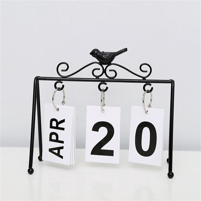 Desktop Perpetual Calendar Calendar Metal Eternal Calendar Page Turning for Home Office Study Room Daily Office Flip Foldable Desk Calendar Modern Home Decor Calendar