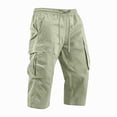 thumbnail image 5 of Zimjoy Men's Cargo Shorts Below The Knee Loose Elastic Waist Stretch Lightweight Capri Casual Outdoor Hiking Shorts with 4 Pockets Light Green M, 5 of 6
