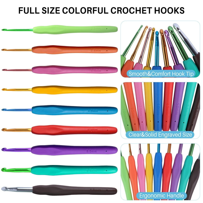 PLUSBRAVO Crochet Starter Kit, Ergonomic Crochet Hook Set With
