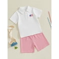 thumbnail image 5 of BemeyourBBs Toddler Baby Boy 4th of July Outfits Patriot Fourth of July Summer Independence Day Clothes Short Sleeve American Flag Embroidery Button Lapel Shirt Plaid Shorts Set, 5 of 7